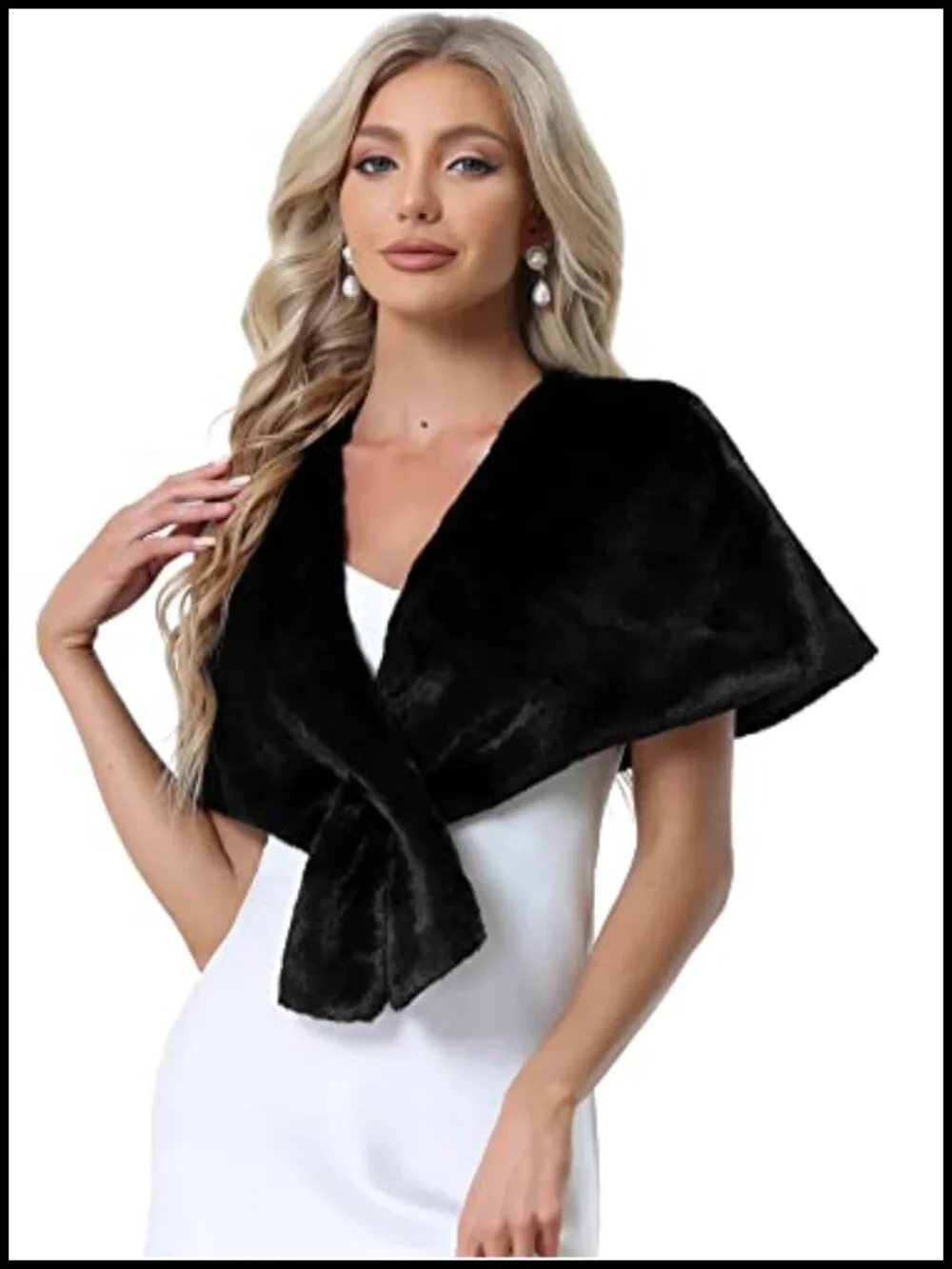 Faux Fur Shawl Wrap Wedding Evening Party Winter Stole Bridal Cape